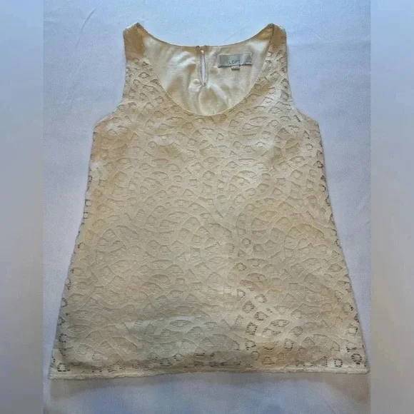 Anne Taylor LOFT Cream Crochet Sleeveless Tunic Top - Size Small Petite - Picture 7 of 11
